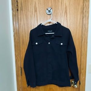 Pretty Little Thing oversized black denim jacket